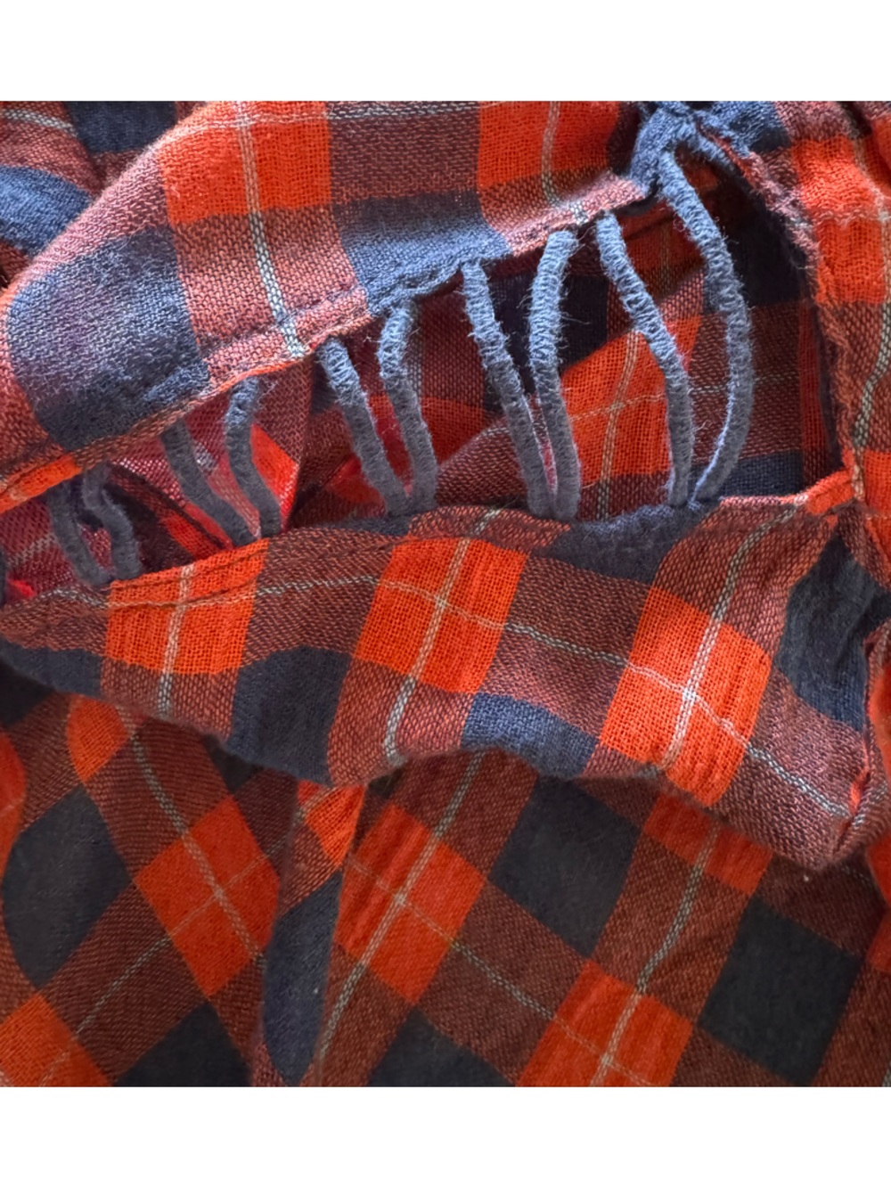 Free People Red Navy Plaid Button Down Shirt Boho Grunge Flannel Size Medium - Picture 8 of 11